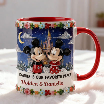 MkMo Magic Mouse Together Is Our Favorite Place - Personalized Accent Mug - Gift For Couples, Movie Fans NL122