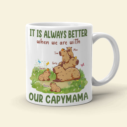 It Is Always Better When We Are With, Personalized Mug, Gift For Mom, Mother's Day Gift, Capybara Mom And Kids Mug