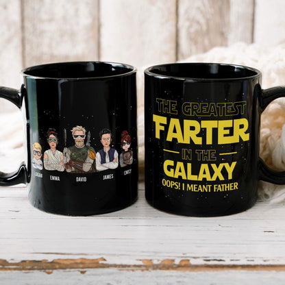 The Greatest Farter In The Galaxy Personalized S.W. Black Mug Gift For Dad