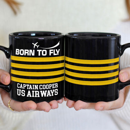 Born To Fly Personalized Pilot Mug, Gift For Pilot