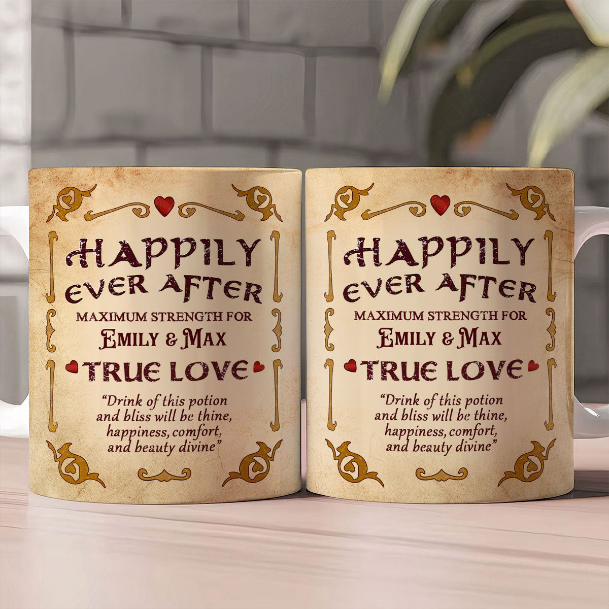 Happily Ever After - Personalized White Edge-to-Edge Mug - Gift For Couple HH01