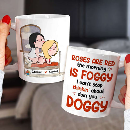 I Can't Stop Thinkin' About Doin You Doggy, Personalized White Mug, Naughty Couple, Gift For Couple
