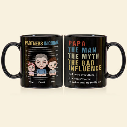 Papa The Bad Influence Personalized Coffee Mug, Gift For Grandpa, Father's Day Gift