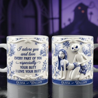 Spooky I Adore You And Love Every Part Of You Especially Your Butt - Personalized White Edge-to-Edge Mug - Gift For Couples NL122
