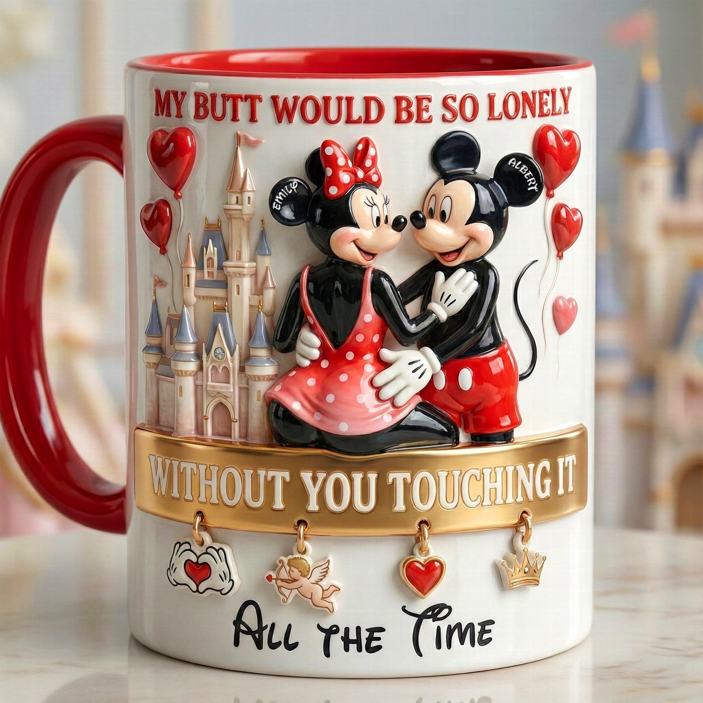 MkMo Magic Mouse My Butt Would Be So Lonely Without You Touching It - Personalized Accent Mug - Gift For Couples, Movie Fans NL122