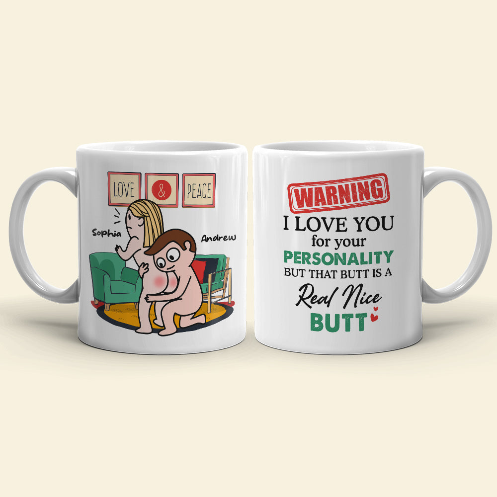 Warning I Love You For Your Personality Personalized Mug, Funny Couple Gift