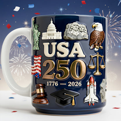 USA 250th Anniversary - Personalized White Edge-To-Edge Mug - Anniversary Gift For Patriots NL122