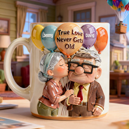 DSNY True Love Never Gets Old - Personalized White Edge-to-Edge Mug - Gift For Couple, Fan Movies HH01