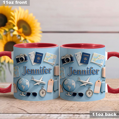 Just Loves Traveling - Personalized Accent Mug HH01