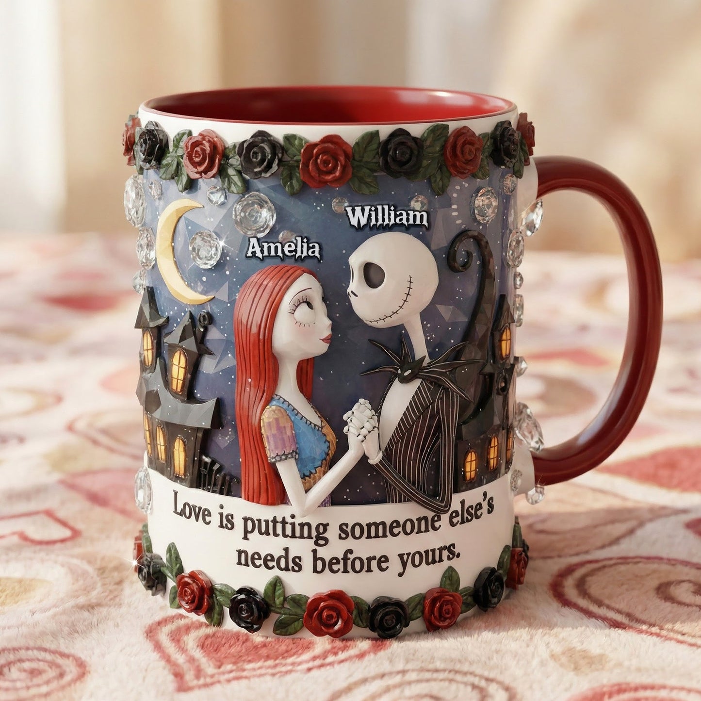 Spooky Love Is Putting Someone Else's Needs Before Yours - Personalized Accent Mug - Gift For Couples, Movie Fans NL122