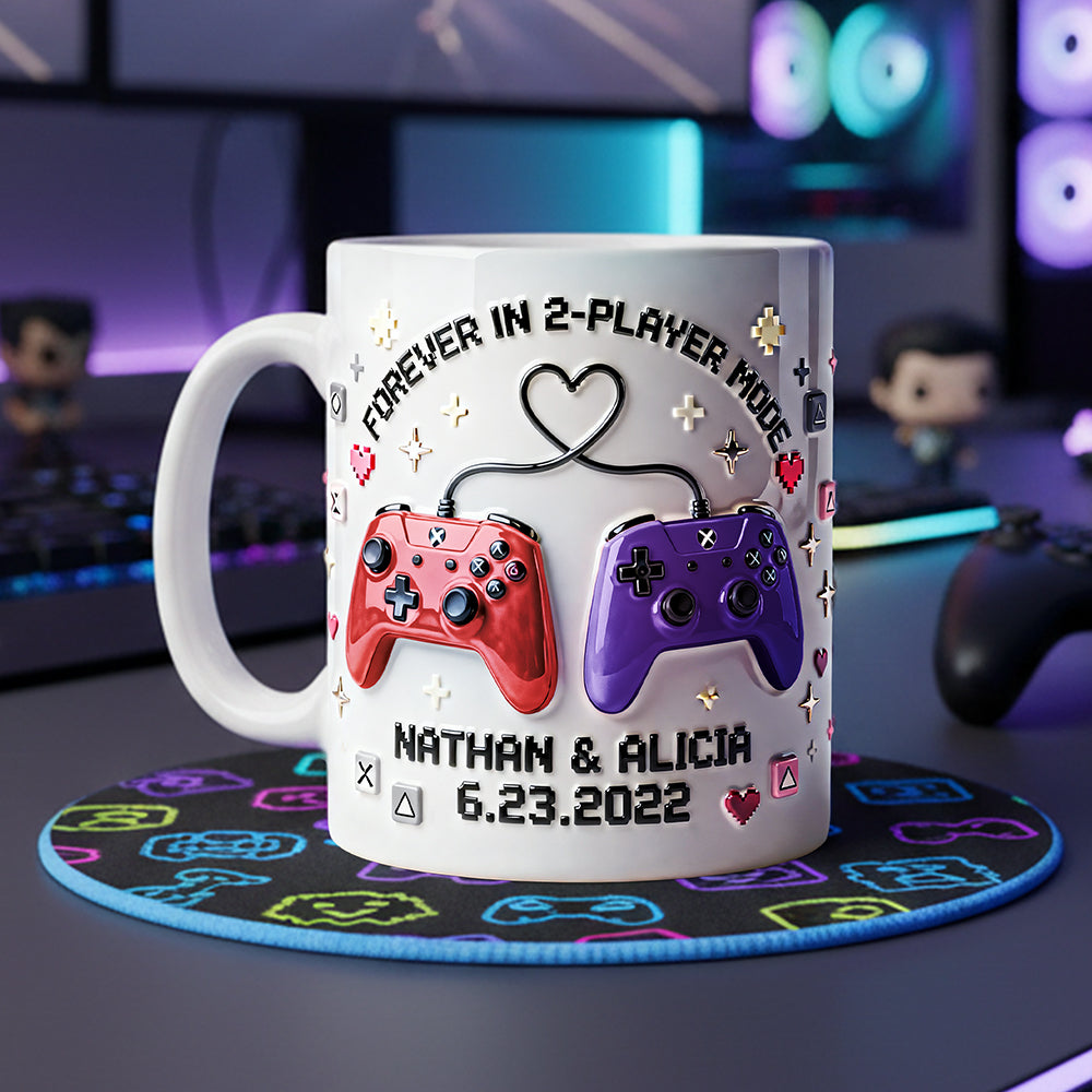 Forever In 2-Player Mode - Personalized Ceramic Mug - Gift For Couples, Gamers NL122