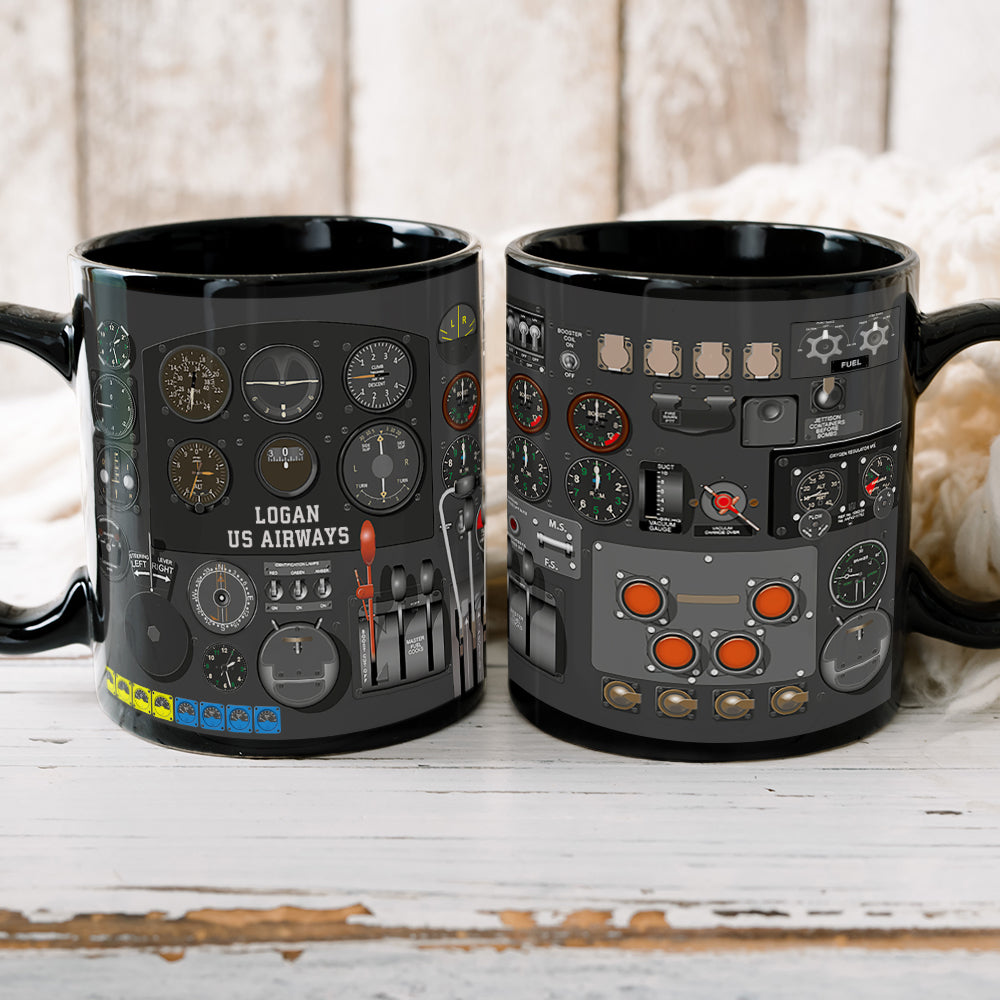 Personalized Plane Dashboard Mug, Custom Airplane Cockpit, Gift For Airplane Lovers (AP0402)