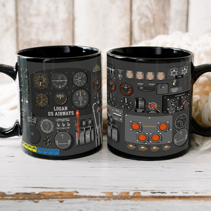 Personalized Plane Dashboard Mug, Custom Airplane Cockpit, Gift For Airplane Lovers (AP0402)