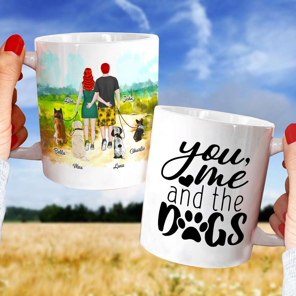 You, Me And The Dogs, Personalized Mug, Gift For Dog Lover Couple