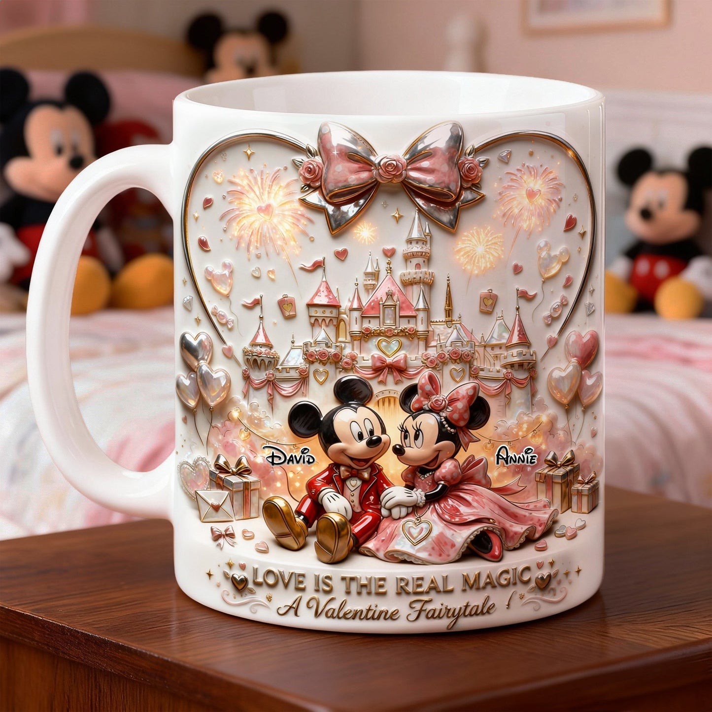 MkMo Magic Mouse Love Is The Real Magic - Personalized White Edge-to-Edge Mug - Gift For Couple, Movie Fans HH01