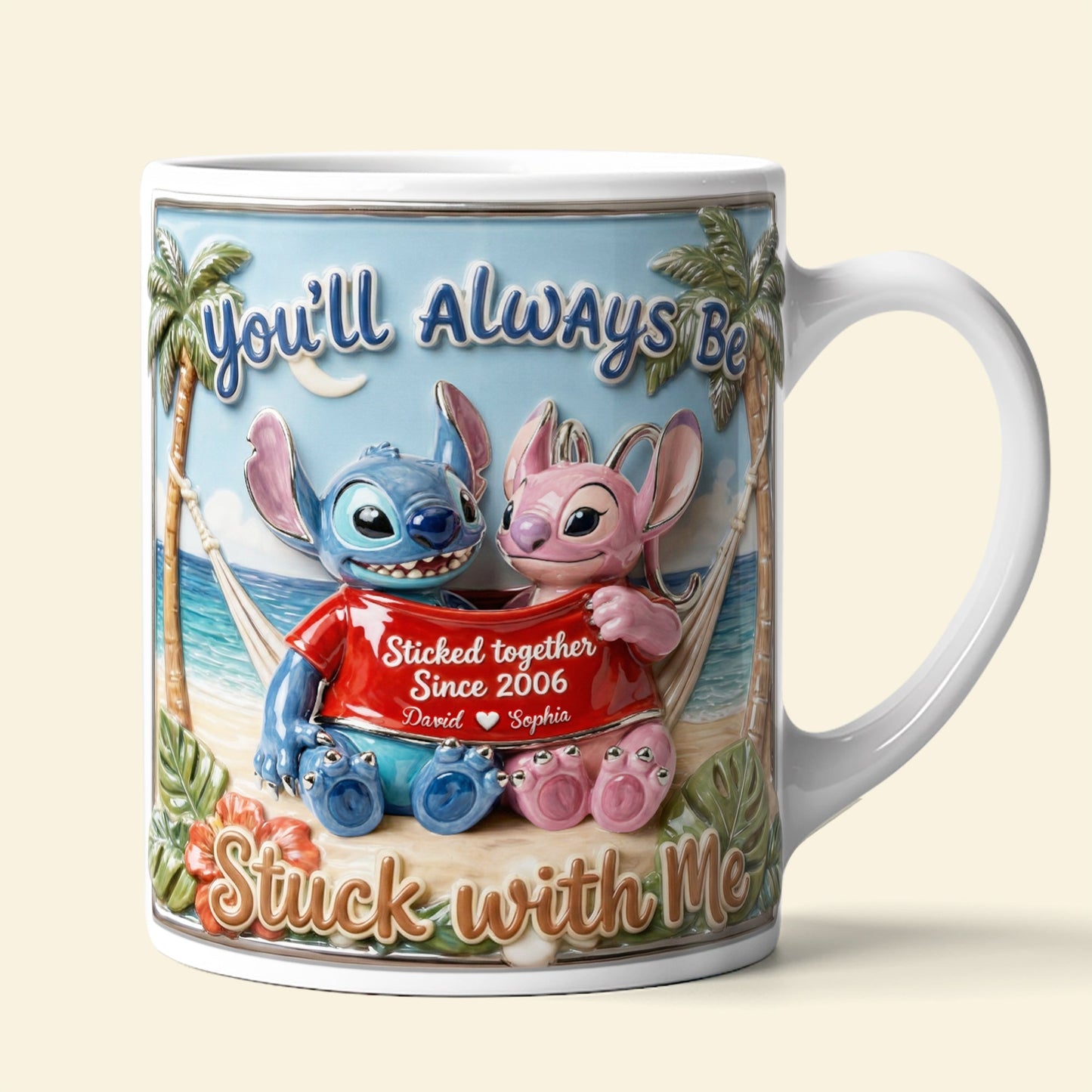 Sti You'll Always Be Stuck With Me - Personalized White Edge-to-Edge Mug - Gift For Couple, Fan Movies HH01