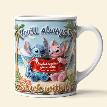Sti You'll Always Be Stuck With Me - Personalized White Edge-to-Edge Mug - Gift For Couple, Fan Movies HH01