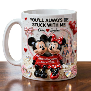 MkMo Magic Mouse You'll Always Be Stuck With Me - Personalized White Edge-to-Edge Mug - Gift For Couple, Fan Movies HH01