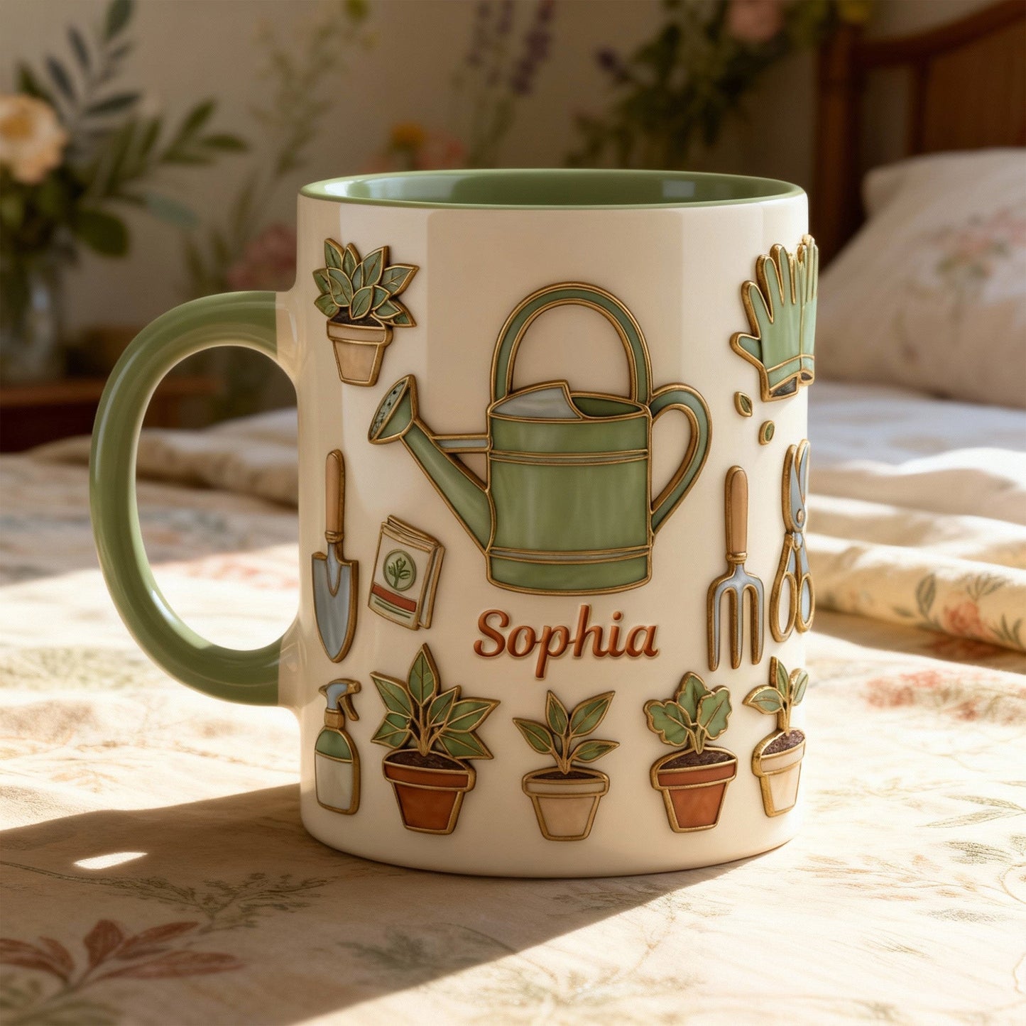Just Loves Gardening - Personalized Accent Mug - Gift For Garden Lover HH01