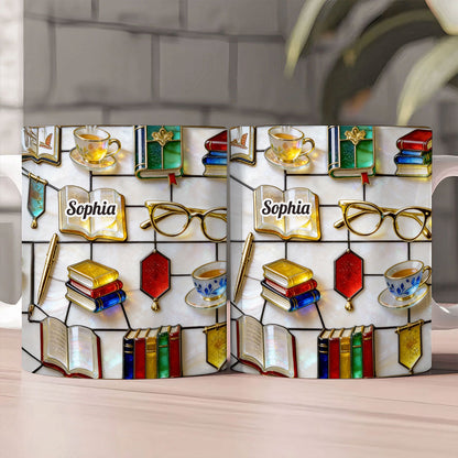 Love Reading - Personalized White Edge-to-Edge Mug - Gift For Book Lovers HH01