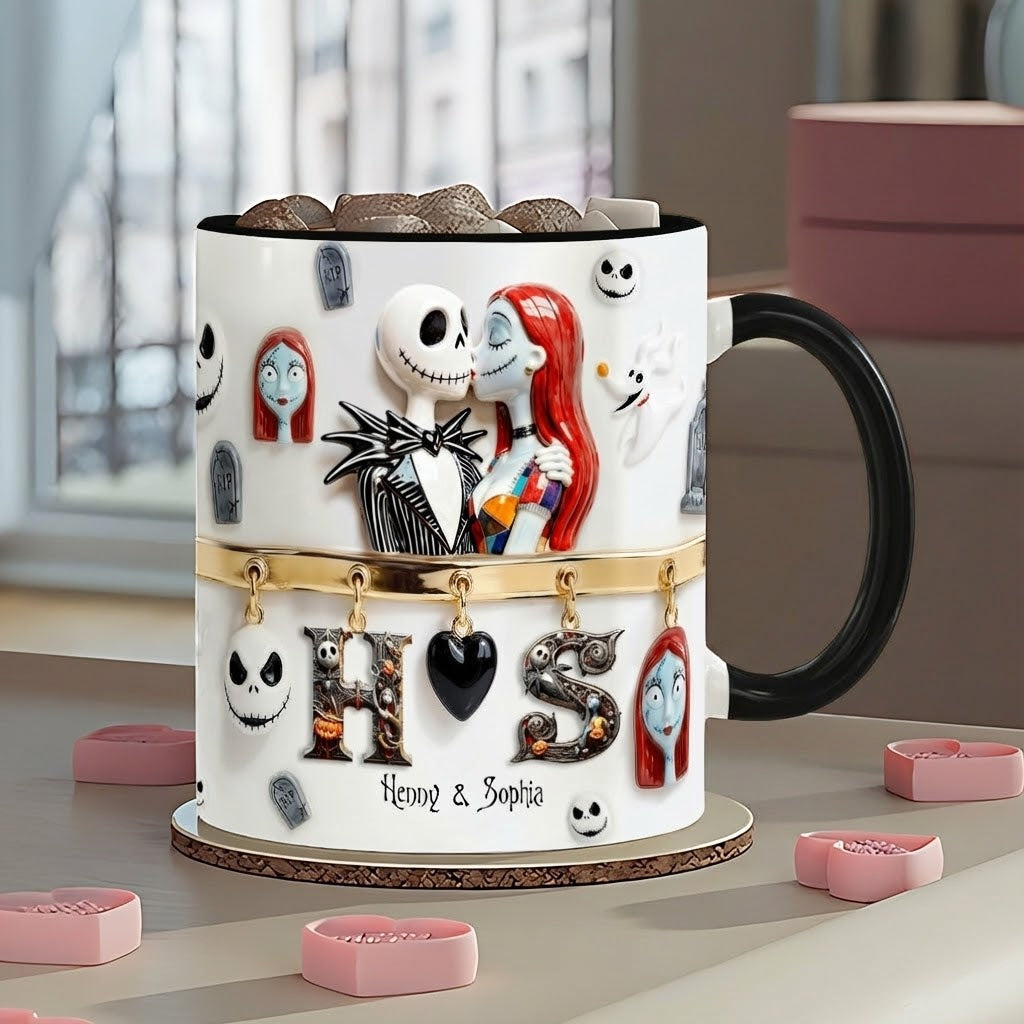 Spooky Till Death Do Us Part - Personalized Accent Mug - Gift For Couple, Christmas, Valentine HH01