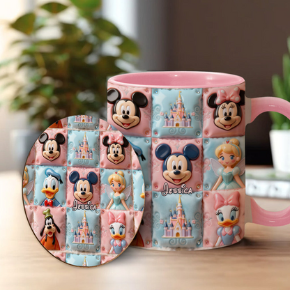 MkMo Magic Mouse Castle With Friends - Personalized Accent Mug - Gift For Movie Fans, Daughters, Family NL122