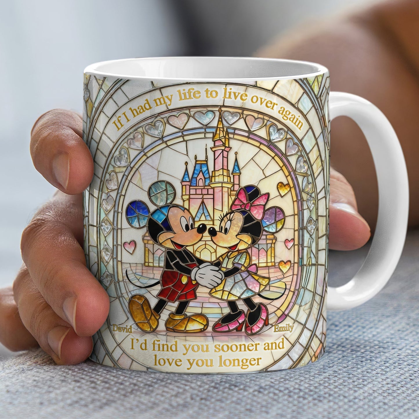 MkMo Magic Mouse Find You Sooner, Love You Longer - Personalized White Edge-to-Edge Mug - Gift For Couple, Fan Movies HH01