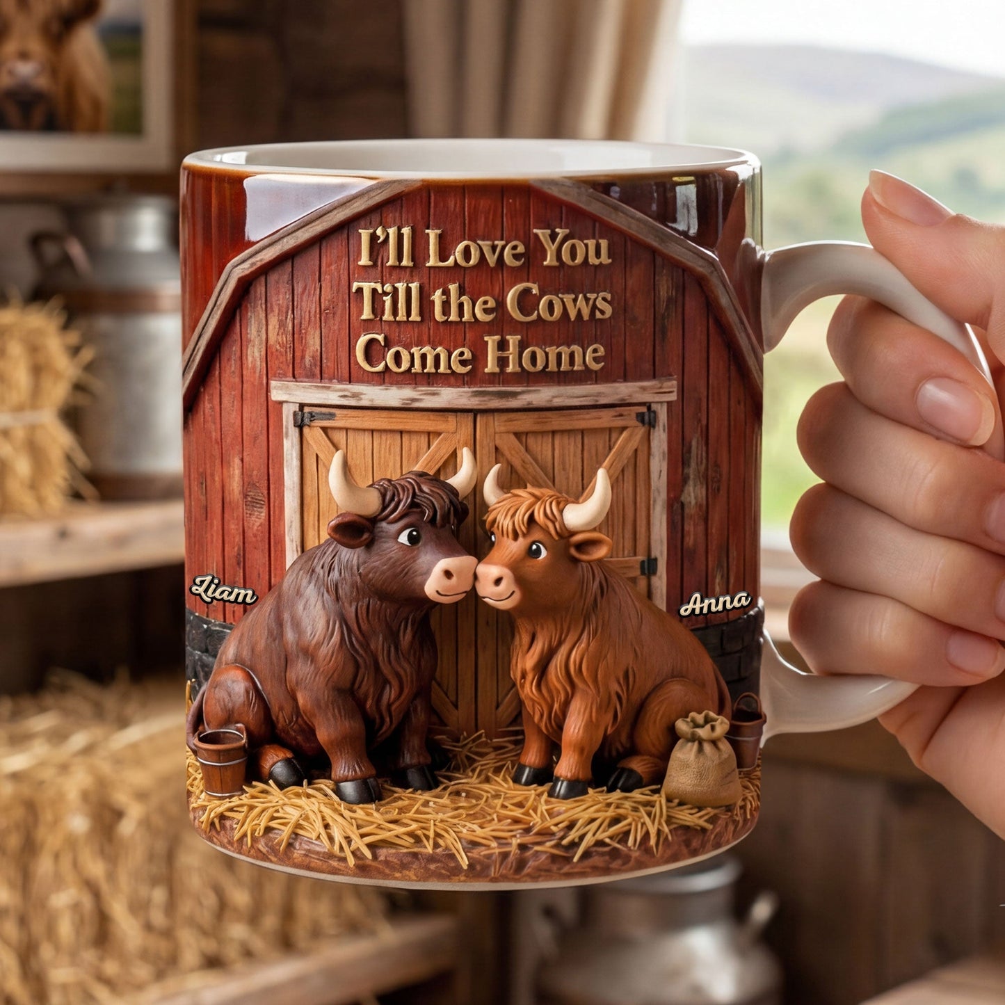Highland Cow Couple Coffee Mug - Personalized Gifts For Couple Coffee Mug 04NATI150125