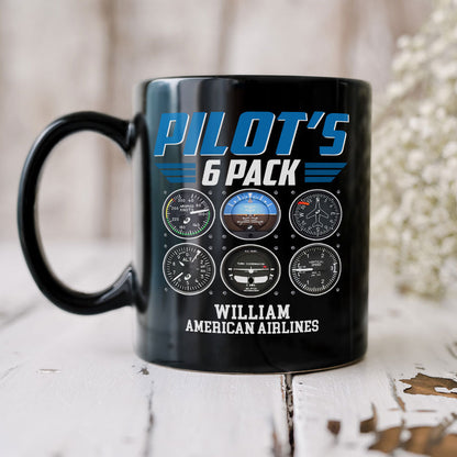 Pilot's 6 Pack Personalized Pilot Mug, Gift For Airplane Lovers