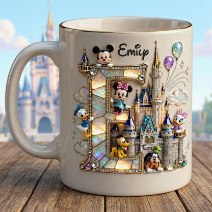 MkMo Magic Mouse Sparkling With Alphabet Initial - Personalized White Edge-to-Edge Mug - Gift For Fan Movies HH01