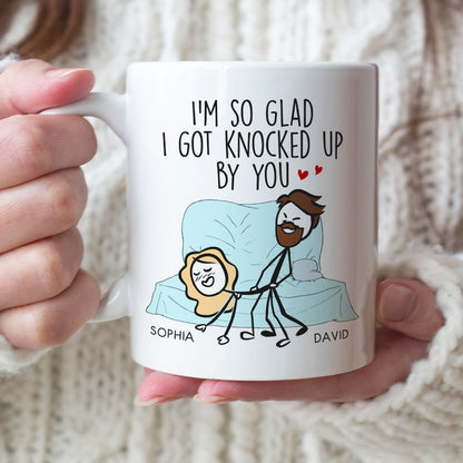 Couple, I'm So Glad I Got Knocked Up By You, Personalized Mug, Couple Mug