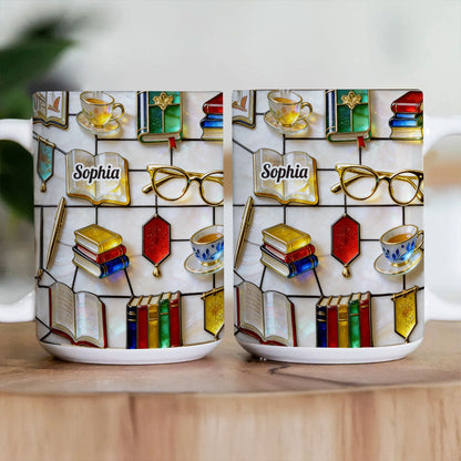 Love Reading - Personalized White Edge-to-Edge Mug - Gift For Book Lovers HH01
