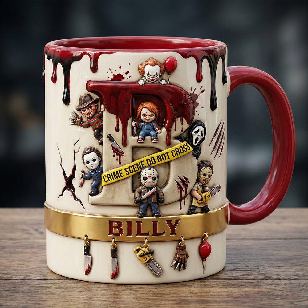 Slay Party Alphabet Initial Letter - Personalized Accent Mug - Gift For Horror Lovers NL122