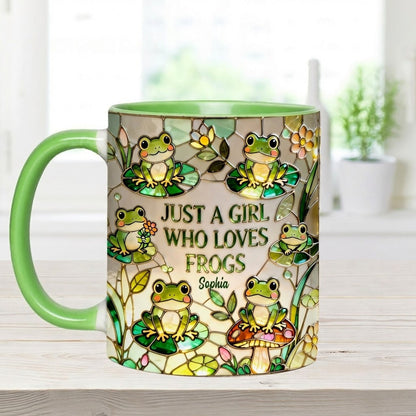 Just A Girl Who Loves Frogs - Personalized Accent Mug - Gift For Her HH01