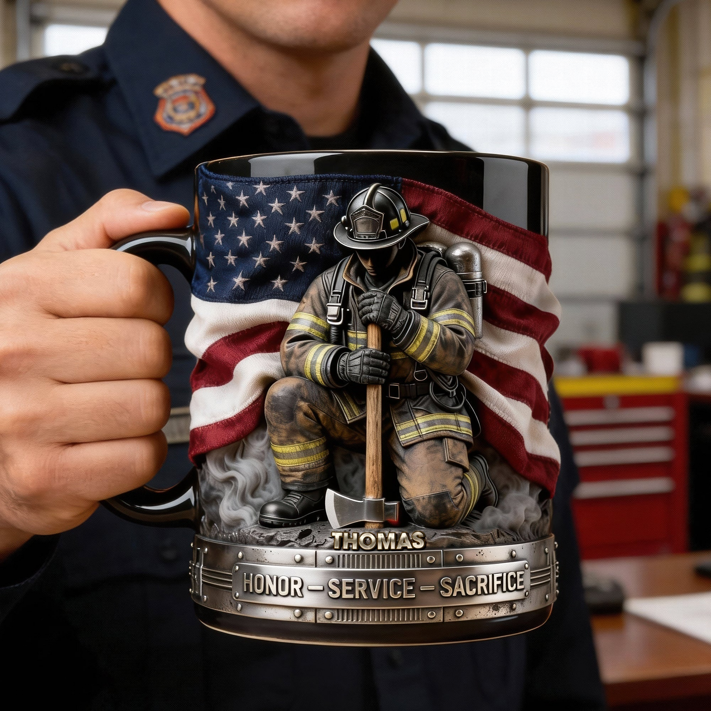 Honor Service Sacrifice - Personalized Accent Mug - Gift For Firefighter HH01