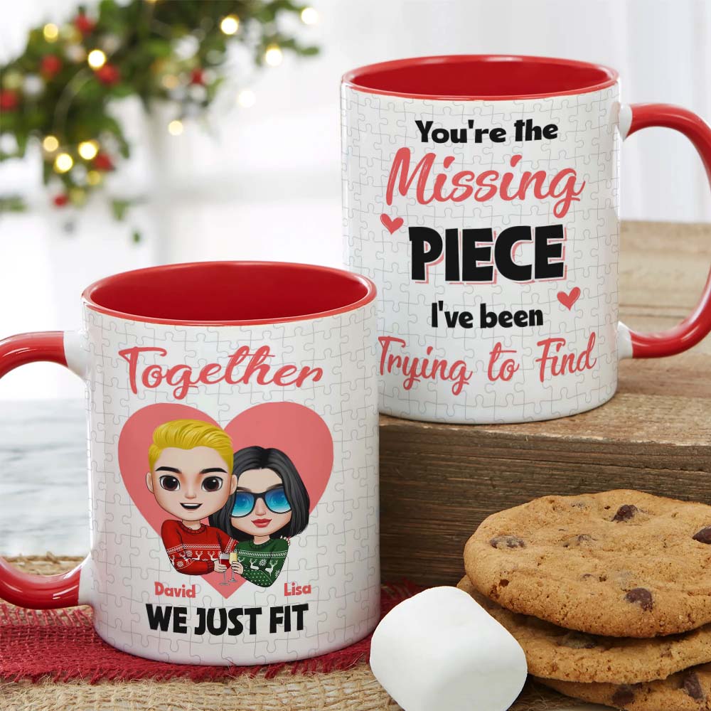 Together We Just Fit - You Are My Missing Piece, Personalized Couple Puzzle Accent Mug