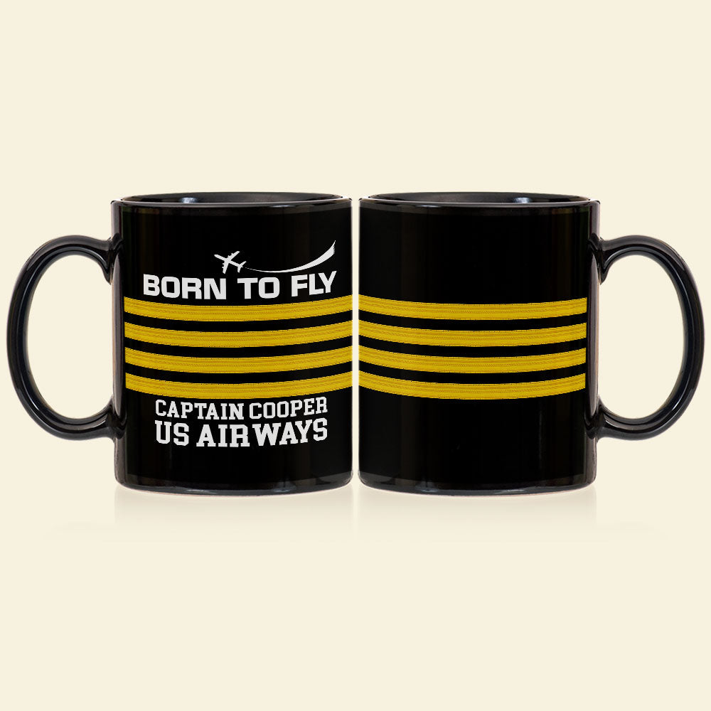 Born To Fly Personalized Pilot Mug, Gift For Pilot