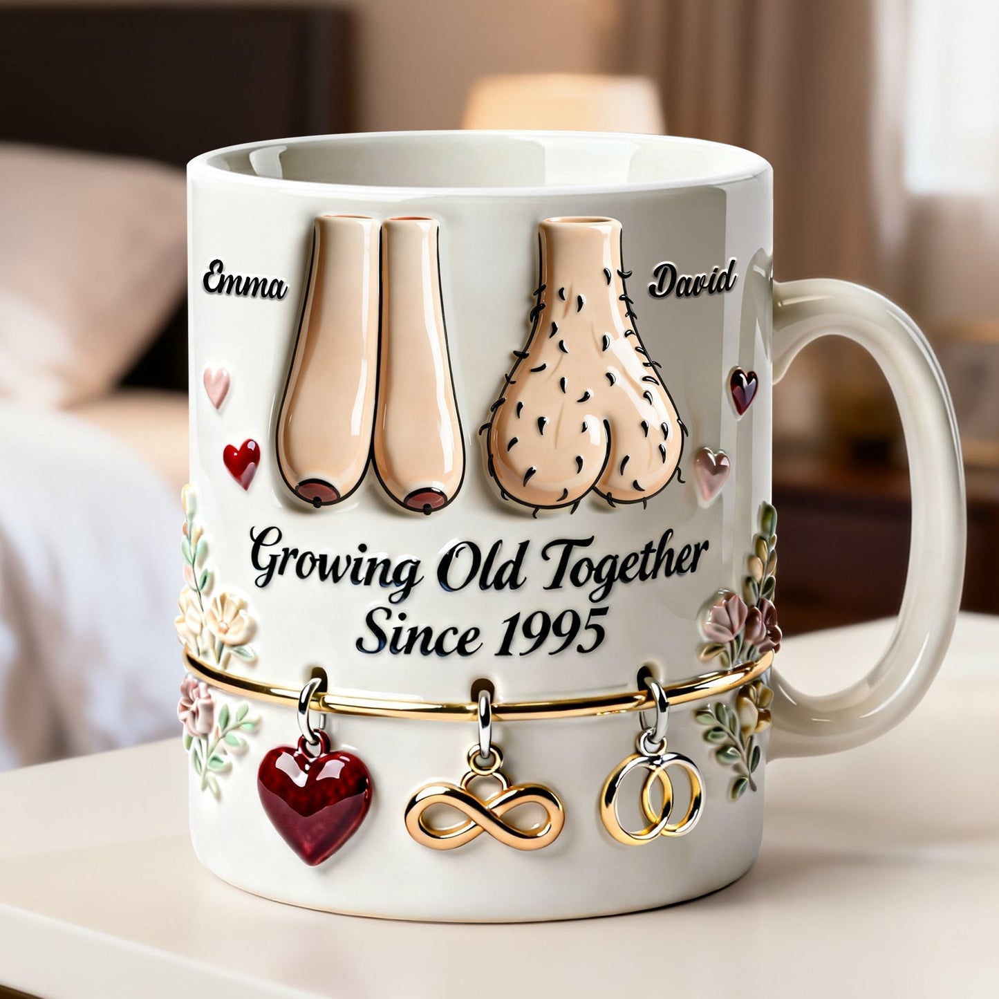 Growing Old Together Since - Personalized Ceramic Mug - Funny Gift For Couples NL122