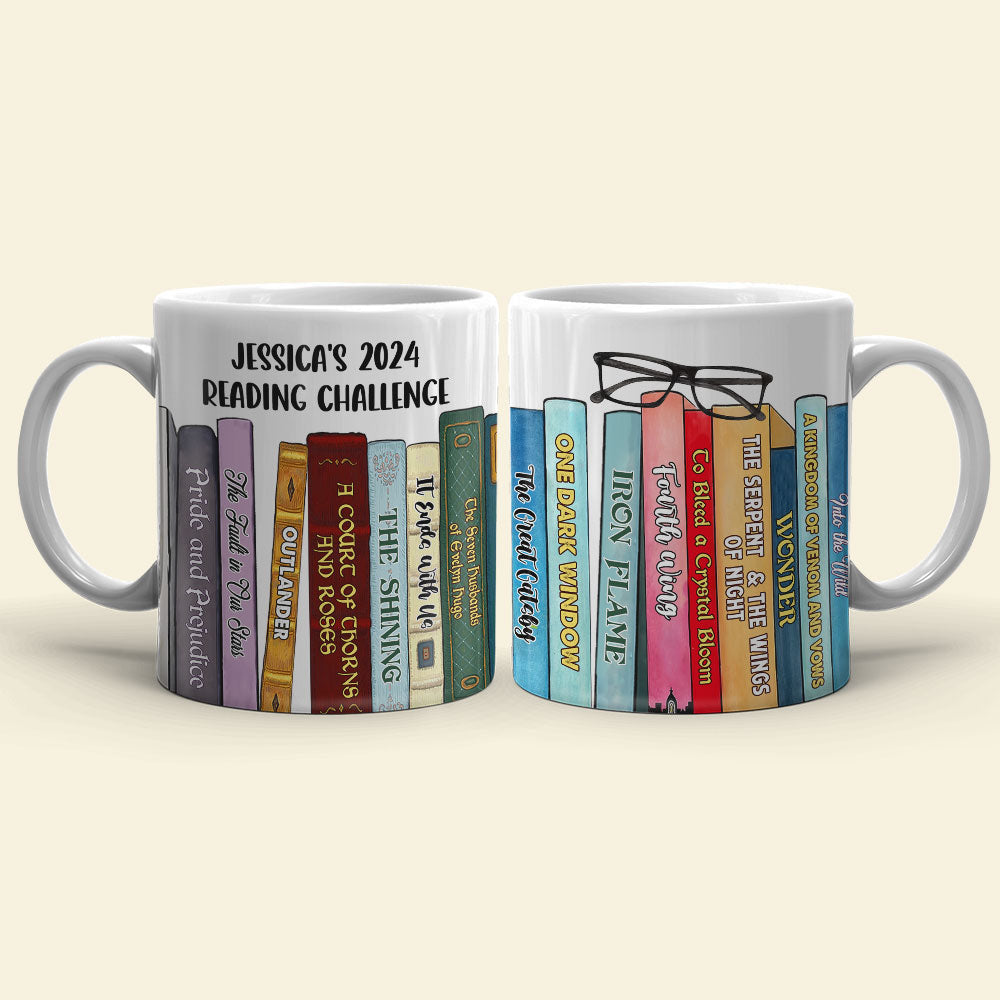 Book Lover Reading Challenge, Personalized Coffee Mug, Gift For Bookworms, 221223