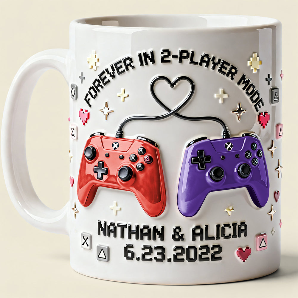 Forever In 2-Player Mode - Personalized Ceramic Mug - Gift For Couples, Gamers NL122