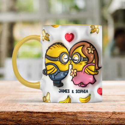 You Are One In A Million - Personalized 3D Inflated Effect Accent Mug - Gift For Yellow Monster Couple HH01