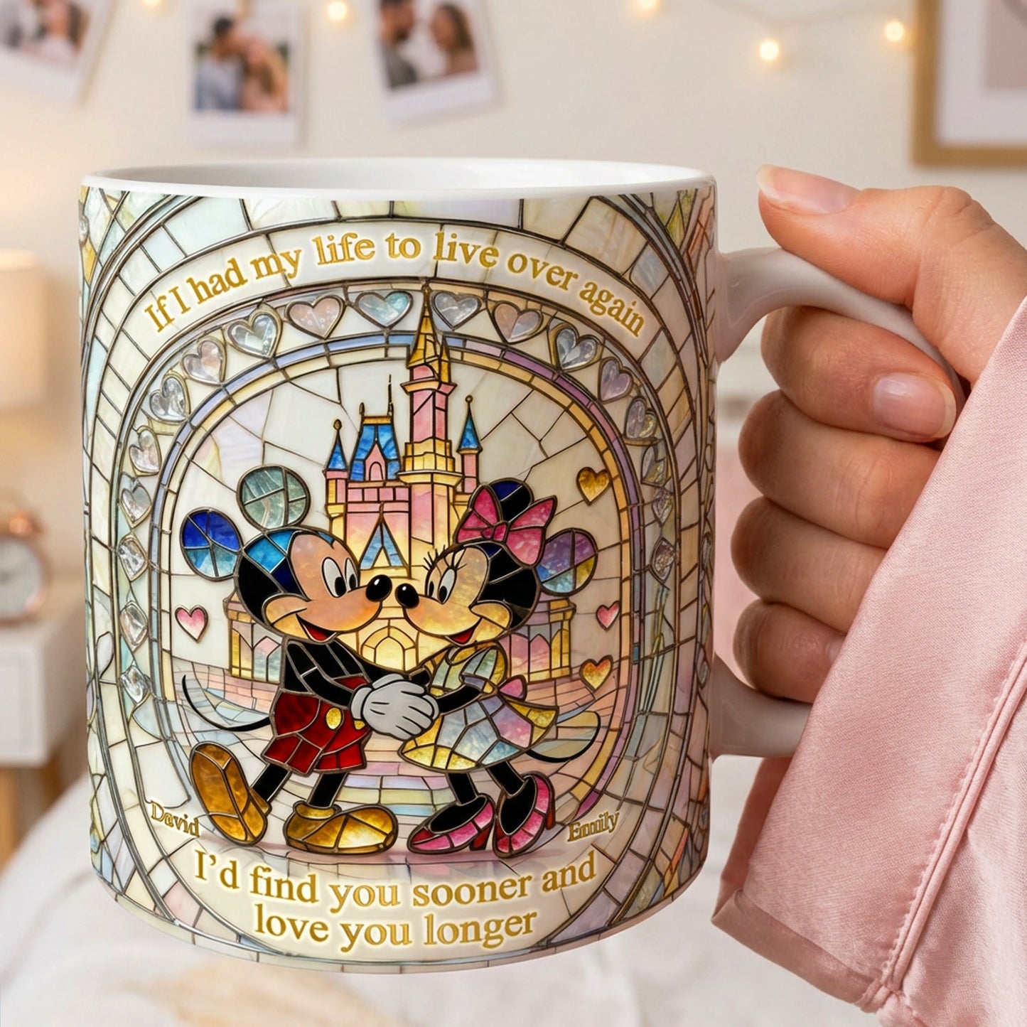 MkMo Magic Mouse Find You Sooner, Love You Longer - Personalized White Edge-to-Edge Mug - Gift For Couple, Fan Movies HH01