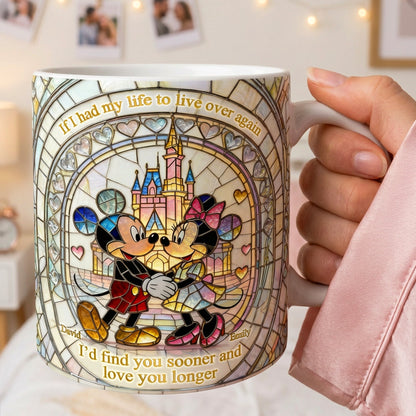 MkMo Magic Mouse Find You Sooner, Love You Longer - Personalized White Edge-to-Edge Mug - Gift For Couple, Fan Movies HH01