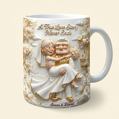 DSNY A True Love Story Never Ends - Personalized White Edge-To-Edge Mug - Gift For Couples, Movie Fans NL122