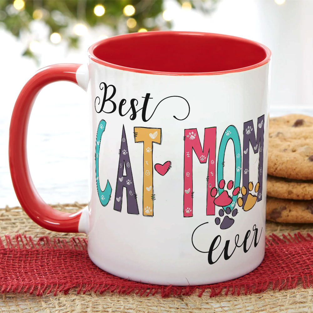 Best Cat Mom Ever Personalize Mug, Gift For Cat Lovers, Funny Cat Mom Mug