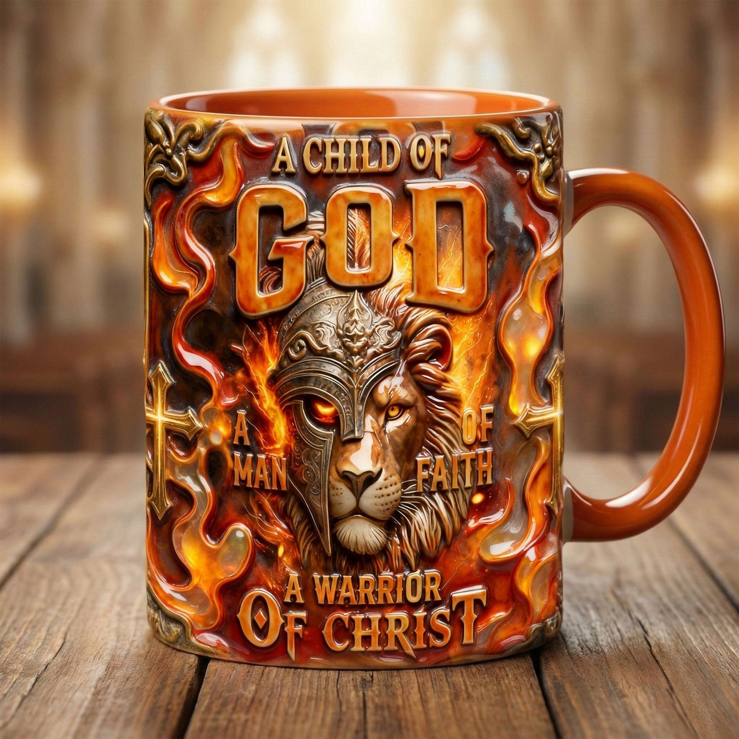 Lion Of Judah Warriors In Fire Accent Mug, Personalized Gifts For Christians 01qhti200126