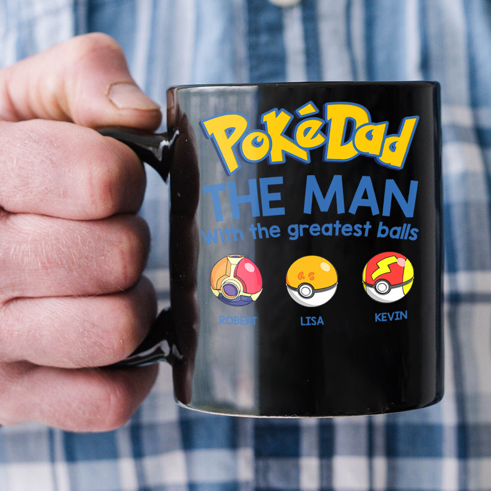 The Man With The Greatest Balls Personalized Black Mug-Gift For Dad-3OHDT010623