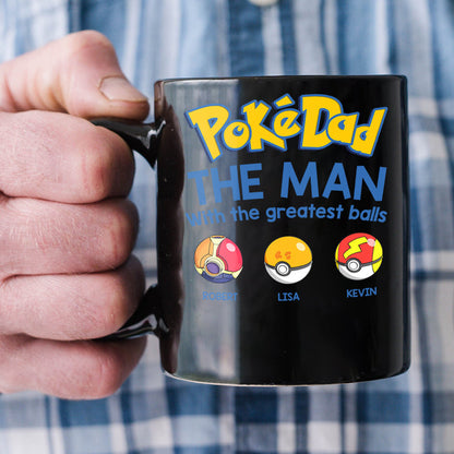 The Man With The Greatest Balls Personalized Black Mug-Gift For Dad-3OHDT010623