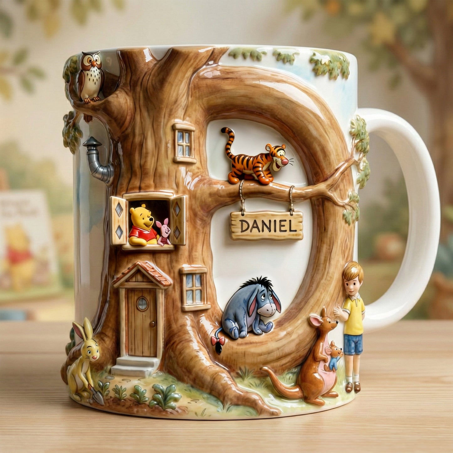 DSNY Honey Bear Tree Letter - Personalized White Edge-To-Edge Mug - Gift For Movie Fans NL122