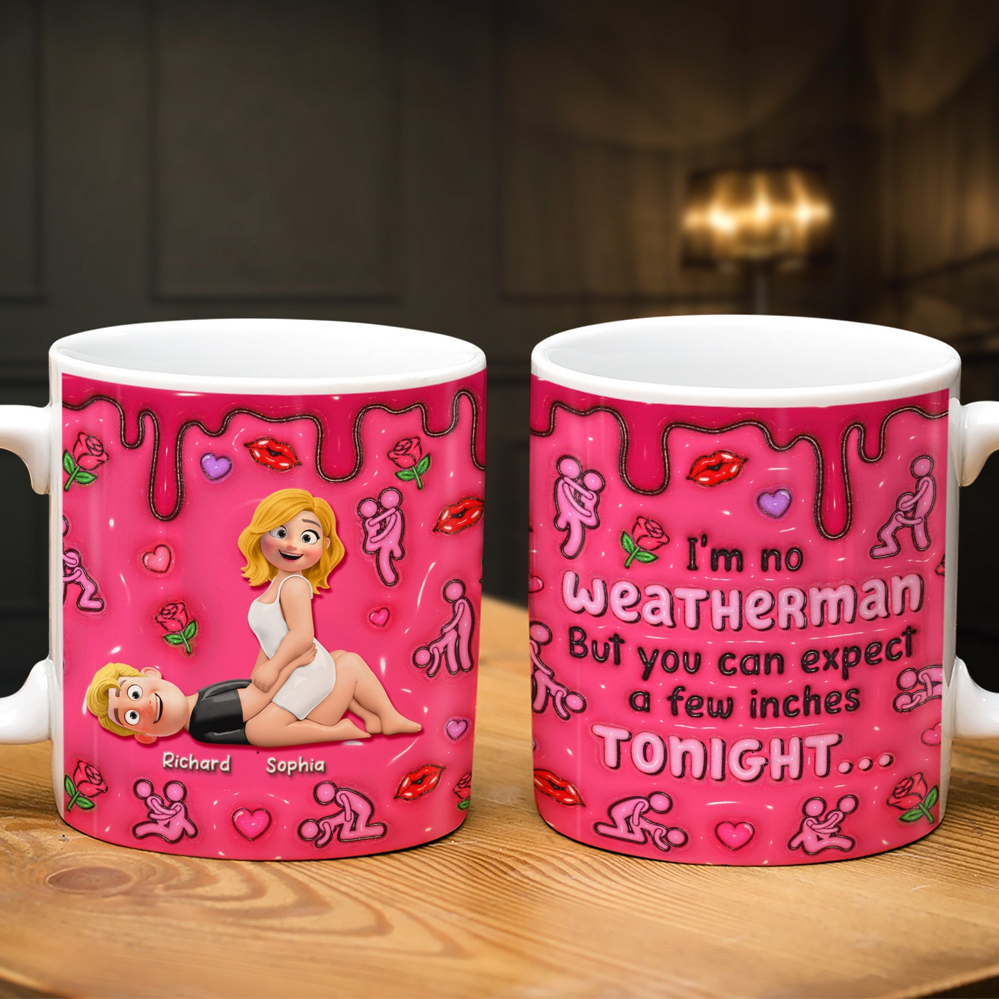 Naughty Couple You Can Expect A Few Inches Tonight - Personalized White Edge-to-Edge Mug - Gift For Couples | GR10 NL122